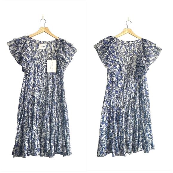 Isabel Marant Étoile Godrana Blue Floral Cotton Mini Dress FR 40, NWT - Picture 16 of 16